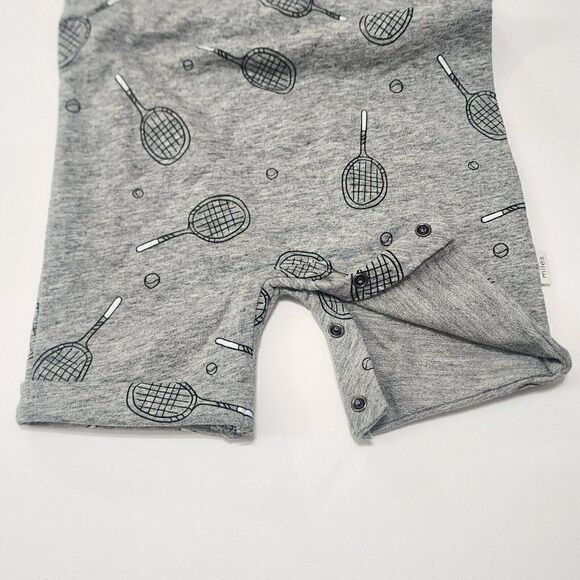 MILES Toddler Boy's - Size 18M - Racket Henley Romper Heather Grey - Picture 7 of 9